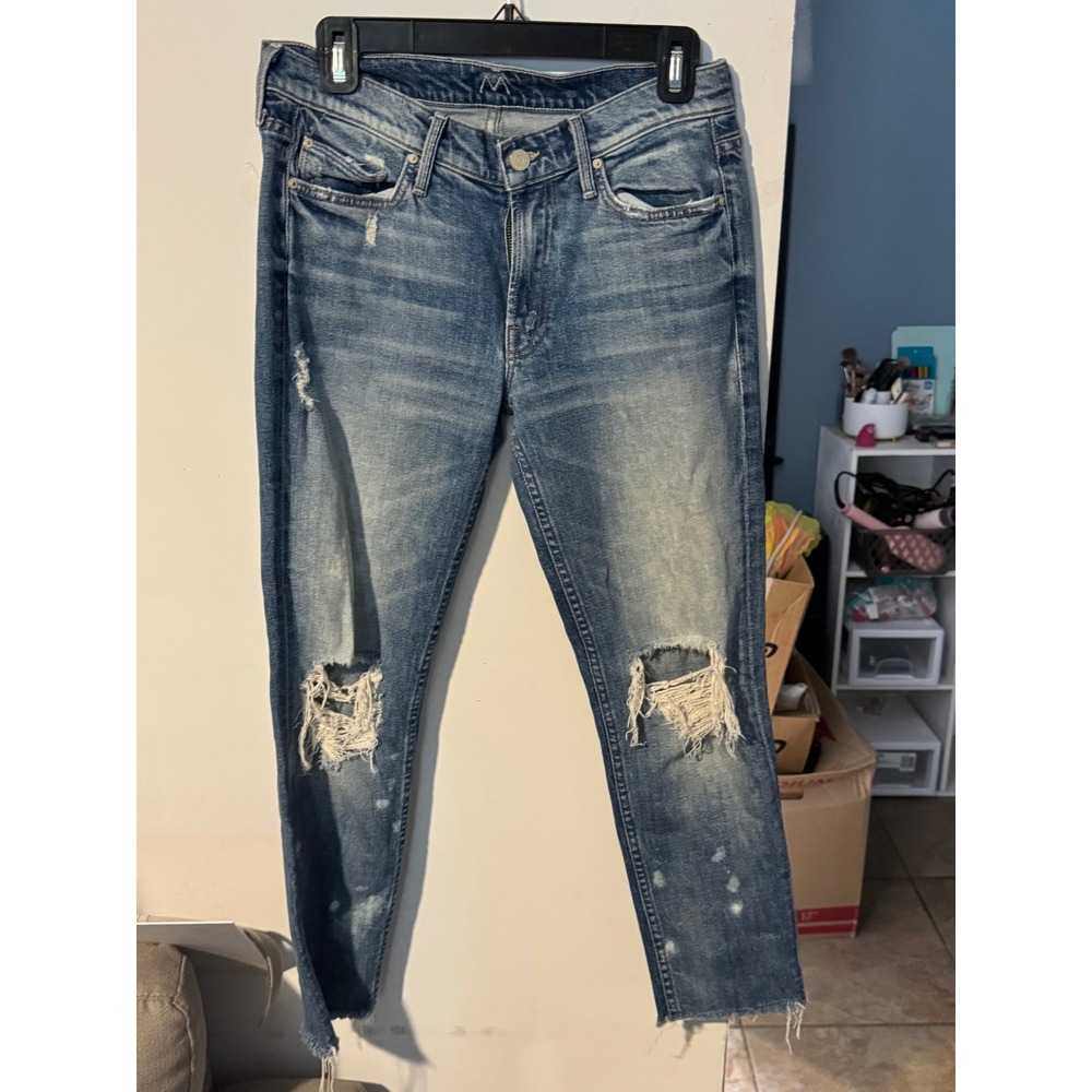 Mother Denim Distressed  Jeans Medium Wash Raw Hem Size 26